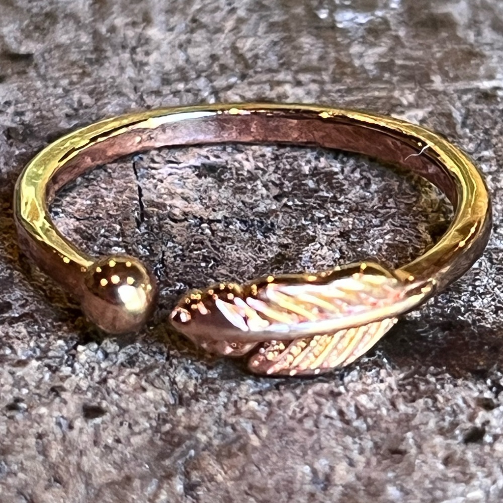 Rose Gold Tone  Feather Ring